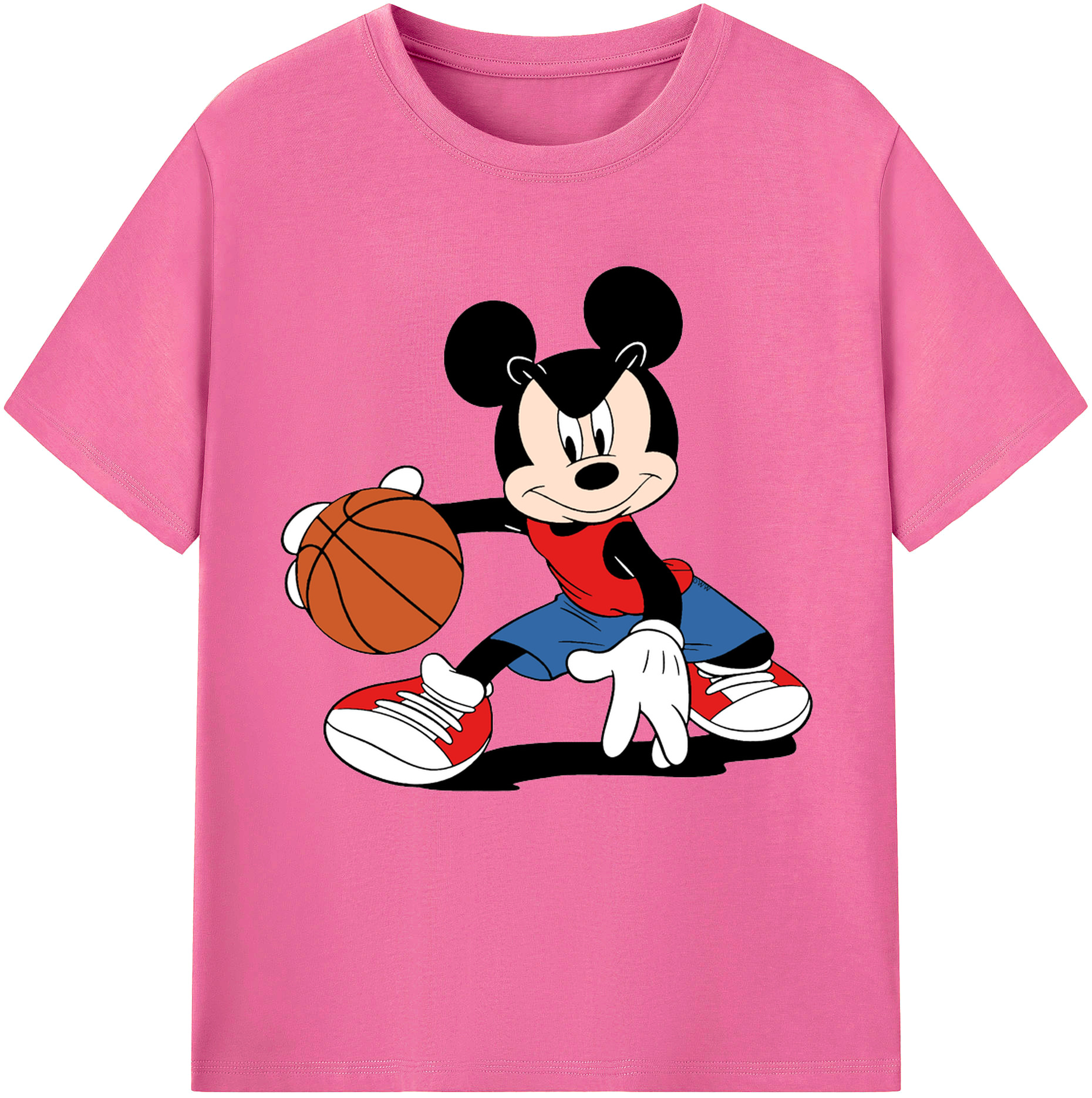 （画像用） ミッキーマウス Mickey Mouse レディースカジュアルプリントTシャツ（綿100％）